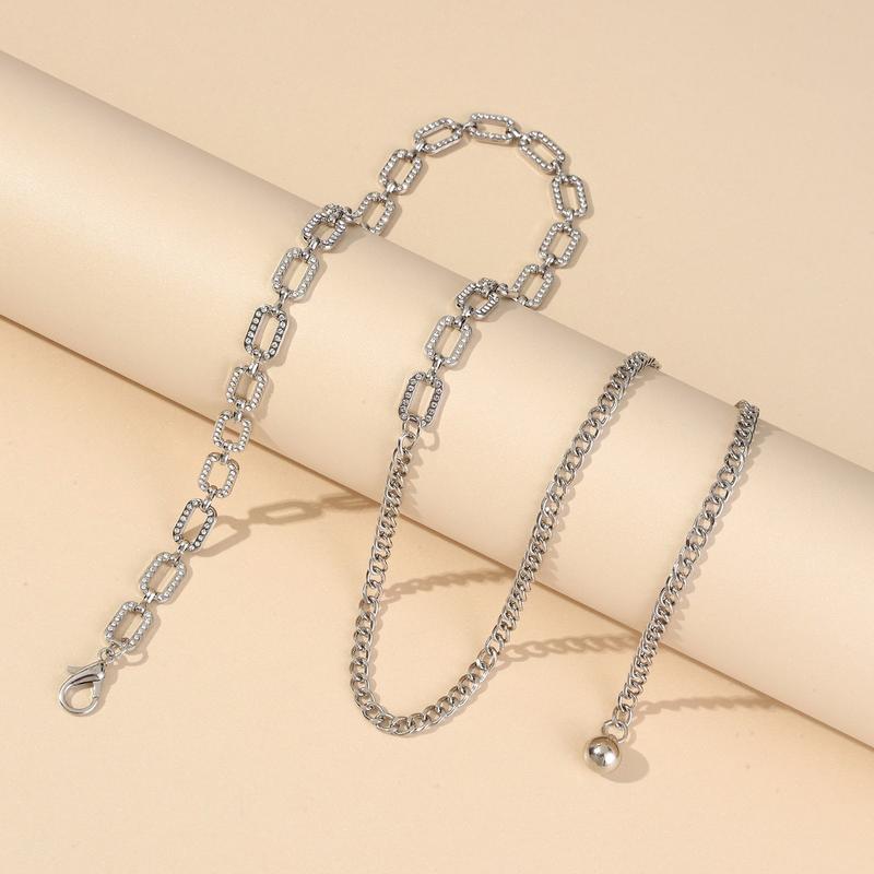 Đai Váy Thắt Lưng Xích Kim Loại Mặt Vuông Đính Đá, Bản Nhỏ Dễ Phối Váy Nữ- H&T SHOP