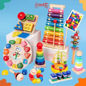 KUMBOTOYS Mainan Edukasi Anak Basic Shape Kayu Balok Geometri Puzzle 3D/Mainan Montesorri Anak