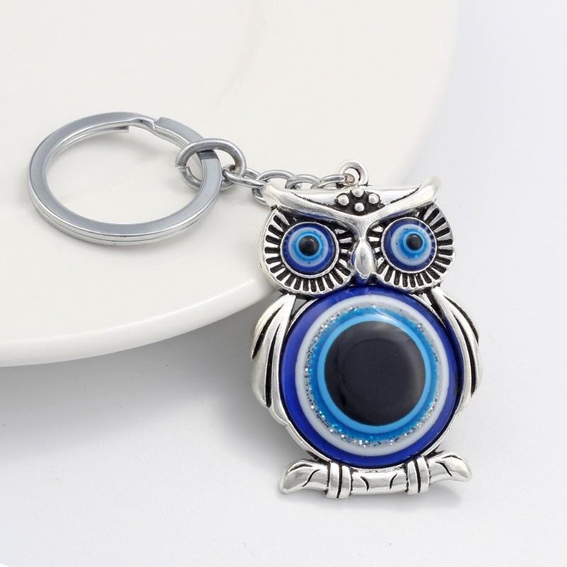 Product Introduction of Lucky Owl Greek Turkish Blue Evil Eye Key Chain Car Key Pendant Animal Fashion Keychain Holder 10