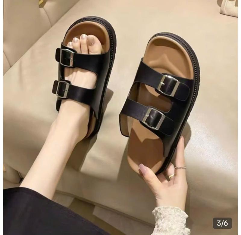Dép lê nữ thời trang 2 quai ngang khoá cài sang chảnh mẫu mới hottren 3