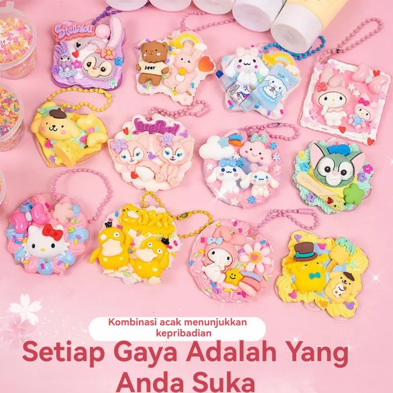 303Pcs Set Mainan DIY Cream Adhesive & Dekorasi Krim Tanah Liat, Set Lengkap Alat Kreatif untuk Anak, Stiker Krim, Alat Dekorasi, dan Mainan Edukasi untuk Mengembangkan Keterampilan Motorik Halus Anak-anak 0
