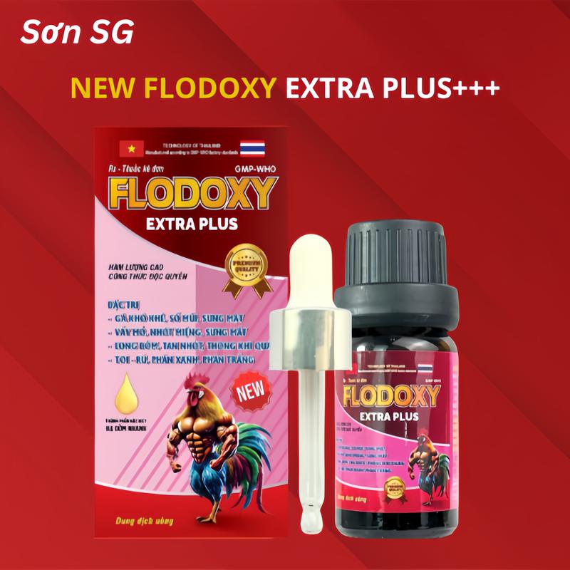 New FLODOXY EXTRA PLUS hàm lượng cao. Trị hen khẹc, khò khè, có đờm, sưng đầu, phù mặt, viêm mắt có bọt, chảy nước mắt mũi, tốt cho đường tiêu hoá gà. chai 10ml 0