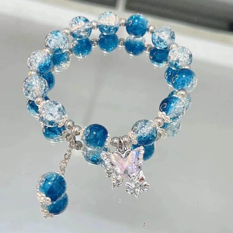Vòng Tay Hạt Vỡ Hình Bướm, Siêu Thanh Lịch, Dành Cho Nữ, Thiết Kế Độc Đáo Inssen Cổ Tích Ngọt Ngào, Vòng Tay Hạt Đầy Màu Sắc, Thích Hợp Cho Bạn Thân 6