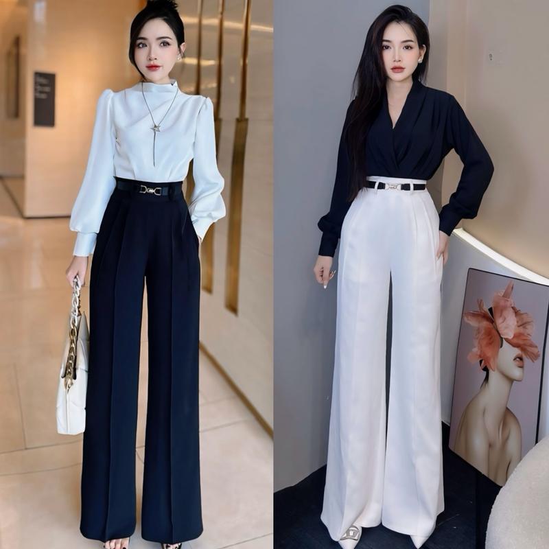 Quần ống xuông hai li lưng cao ( ko kèm đai )