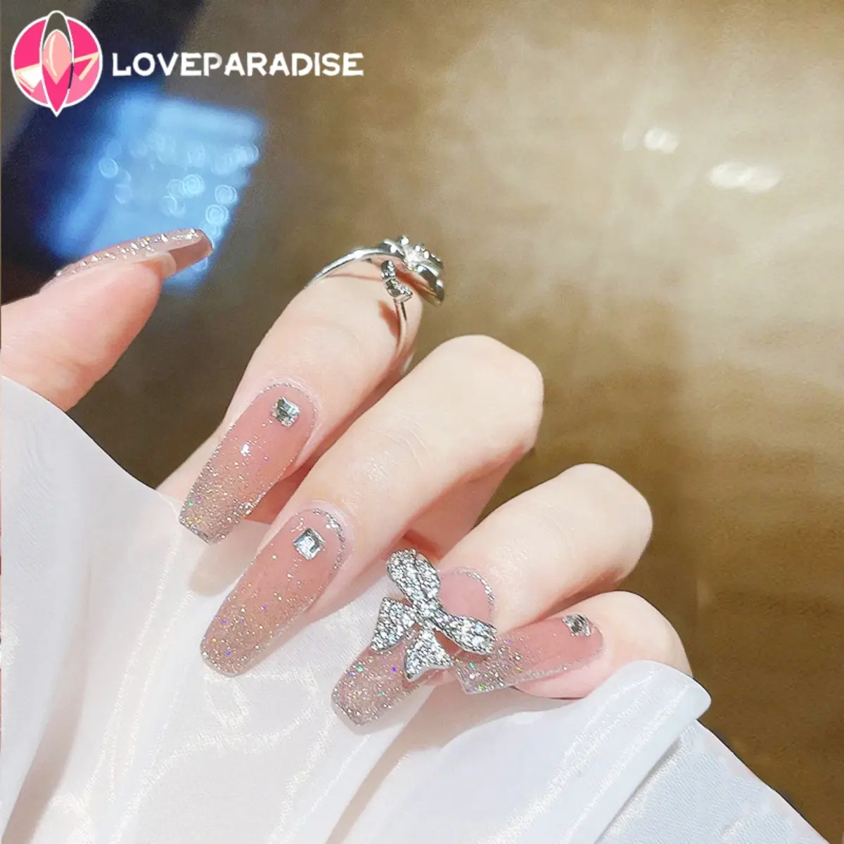 【LP Buy 1 Get 5 Gifts COD FREE JELLY GLUE】24Pcs Fake nails Fake nails with glue Press on nails Nail manicure set Decorative Fake Nails French Ballerina Fake Nail COD