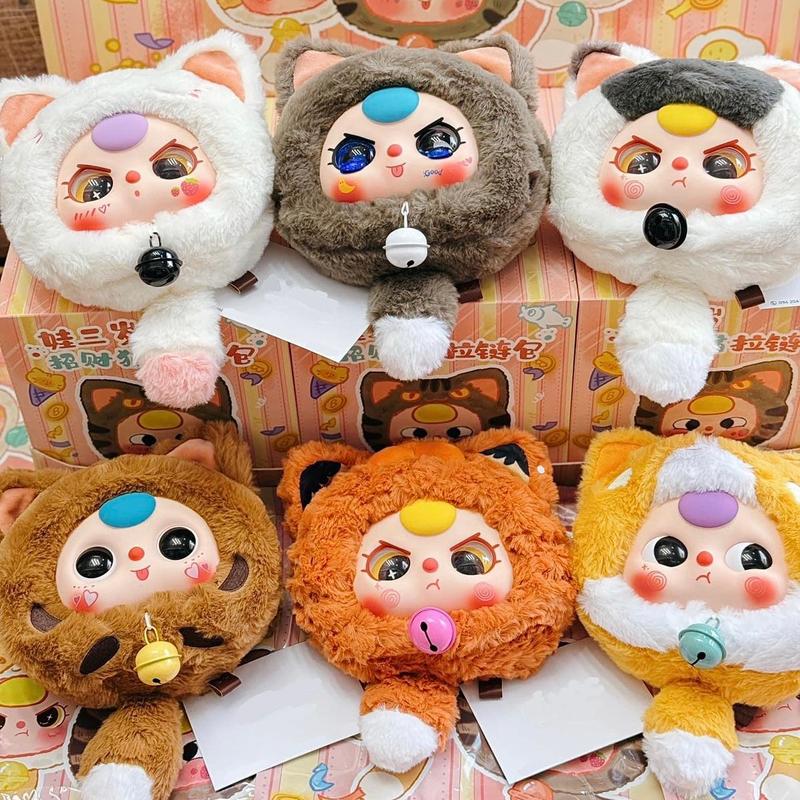 [CHÍNH HÃNG] Blindbox Baby Three Lucky Cat ( Làm Túi Đeo Chéo ) - Hộp Mù Mèo Thần Tài Zipper, Gấu Bông Bé Ba Tuổi Mèo May Mắn Quà Tặng Trang Trí