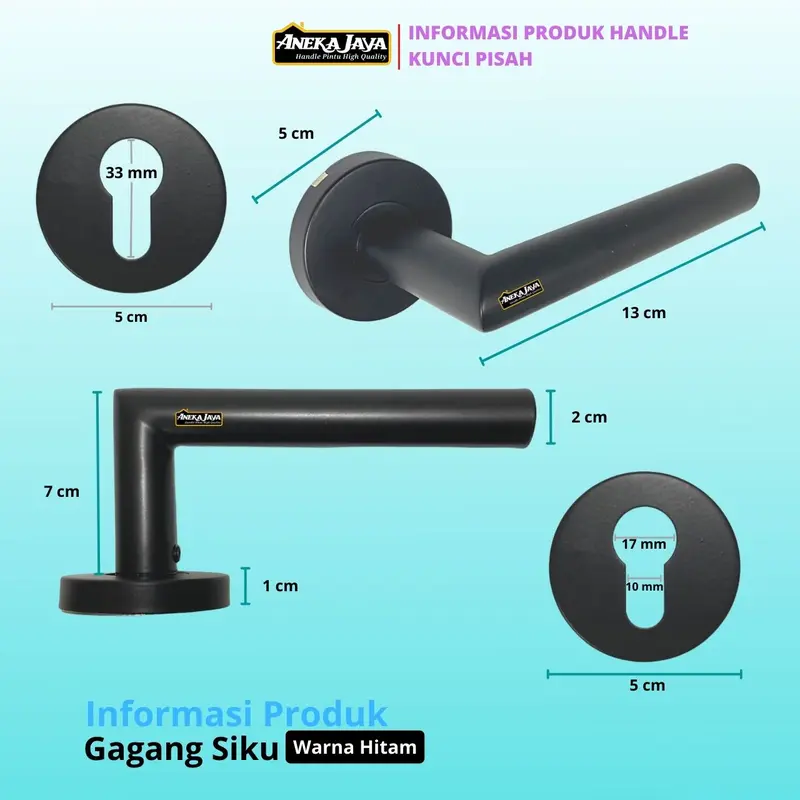 Handle Kunci Pintu Misah 24 cm Hitam Doff Gagang Utama dan Kamar 1