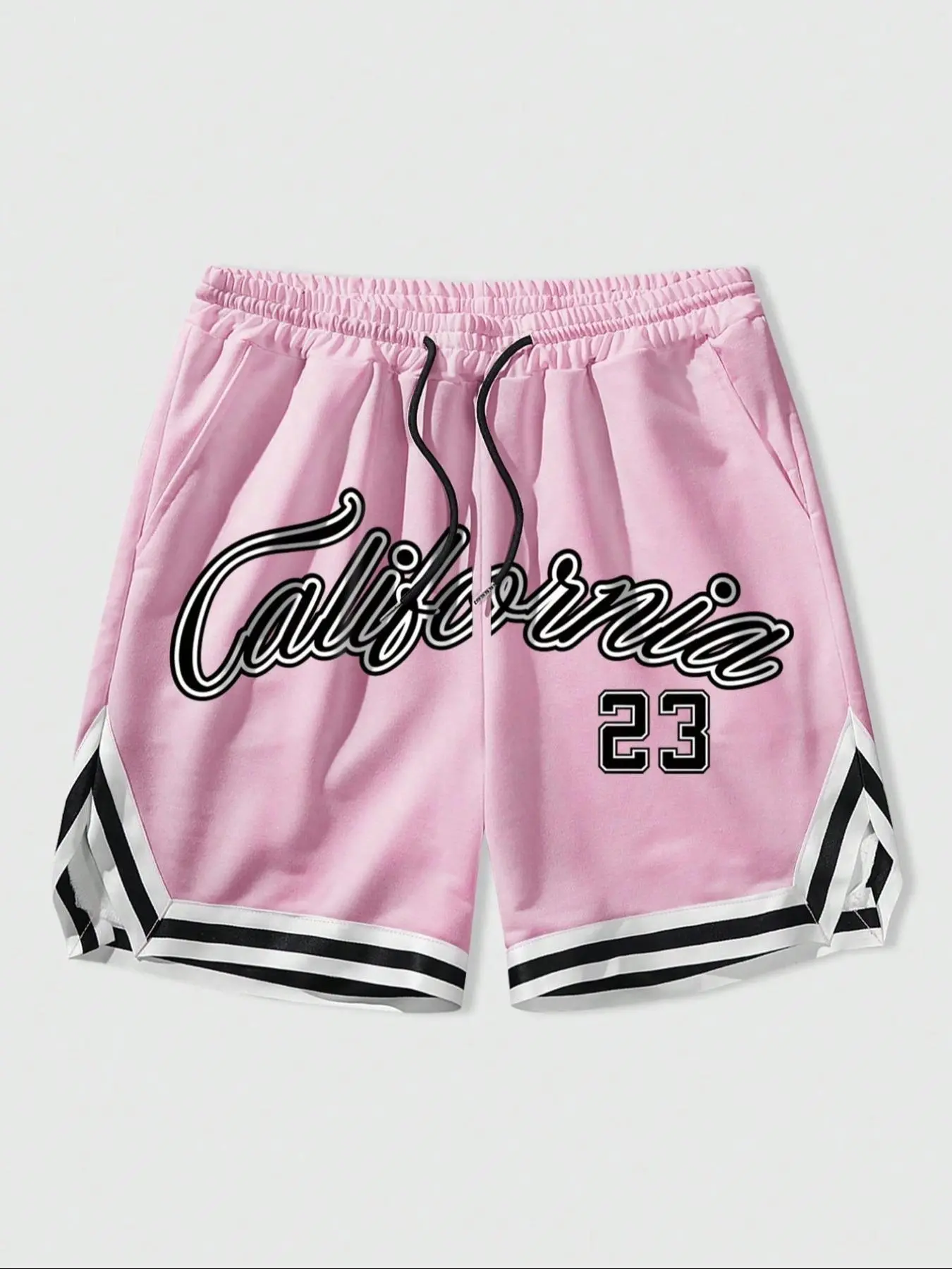 Men's Letter Print Contrast Trim Shorts, Casual Comfy Breathable Shorts for Outdoor Sports, Men's Bottoms for All Seasons