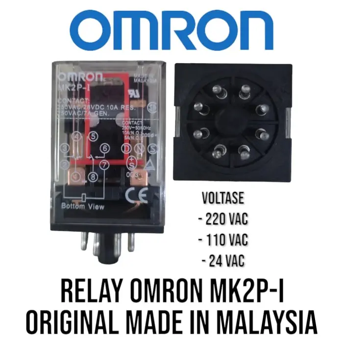 ASLI ORIGINAL RELAY OMRON MK2P-1 8PIN 10 AMPER MADE IN MALAYSIA