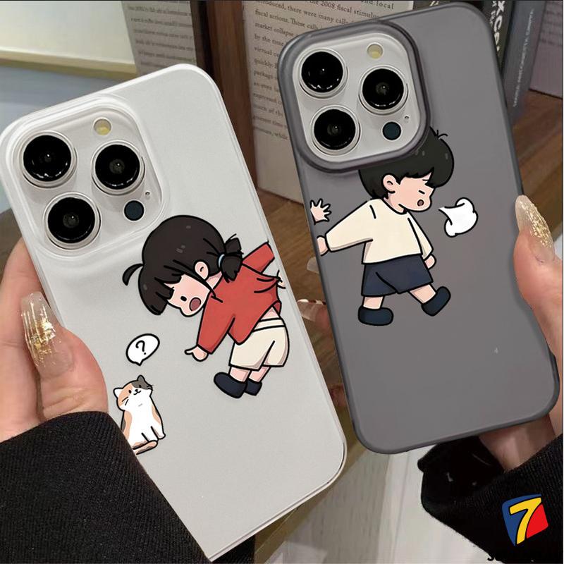 Ốp điện thoại tương thích cho IPhone 13 11 16 15 12 14 Pro Max 7 16 14 6 8 6s 15 Plus XR 7Plus 8Plus X XS Max SE 2020 Cat Boy Girl Couple Cute Sweet Lovely Matte Soft Phone Case