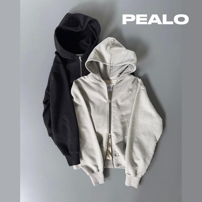  Áo khoác hoodie zip nam nữ nỉ bông PEALO form rộng CROP cá tính năng động Menswear Jacket 