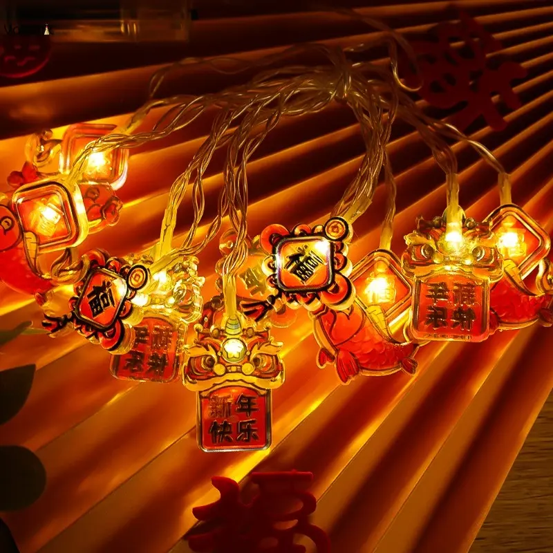 Classic Vintage Chinese New Year Series 10 LED Light String Outdoor Garden Battery Operated Fairy Lamp Spring Festival Party Decor Supplies
