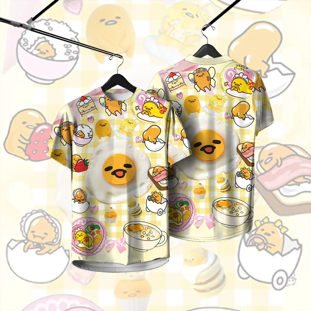 Gudetama Cute Egg Yolk Sauce No Gender Restrictions Yellow Short Sleeve Top Comfortable and Breathable High Quality Large Short Sleeve Top