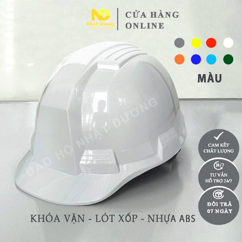 Mũ bảo hộ lao động nút vặn lót xốp nhựa ABS HPN02, Nón bảo hộ công trình dùng trong lao động nhiều màu Nhật Dương