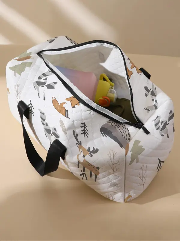 Cartoon Animal Print Travel Bag, Large Capacity Travel Bag, Portable Overnight Bag, Fashionable Travel Bag, Yoga Training Bag, Crossbody Bag with Shoe Storage 4