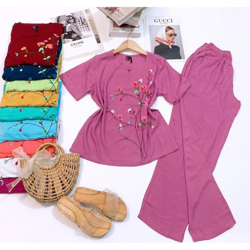Quần dài tay ngắn form rộng mặc cực mát thoải mái phụ hợp cho mặc ở nhà và ra đường Nữ Women 4