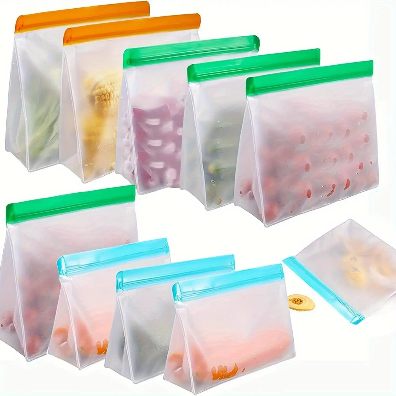 Reusable Silicone Food Storage Bag, 1 Set Leakproof Food Fruit Storage Bag, Modern Food Storage Container for Home Kitchen Outdoor Travel, Utensils
