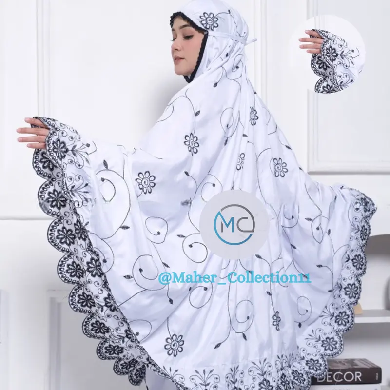 Mukena Gracella Dewasa Bunga Teratai Full Bordir Mewah Free Tas 8