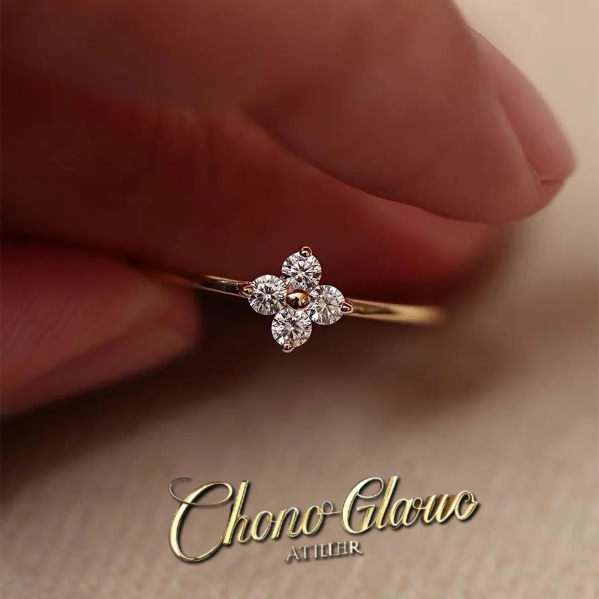 Nhẫn Cỏ Bốn Lá, Phong Cách Lux Lối Vào Kiểu Pháp, Zircon Dát Siêu Nhỏ Thiết Kế Độc Đáo Của Phụ Nữ, Trang Sức Thời Trang Cá Tính