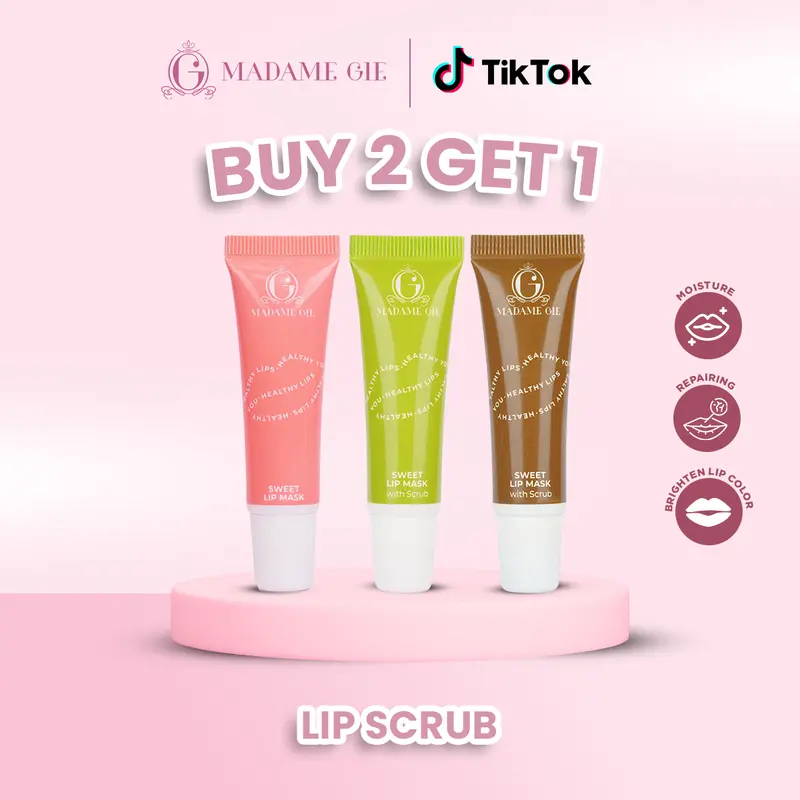 【BUNDLE 3 PCS】Madame Gie Sweet Lip Mask - Lip Scrub Vitamin E Lip Balm Moisturizer Serum Pencerah Bibir lipmask 1
