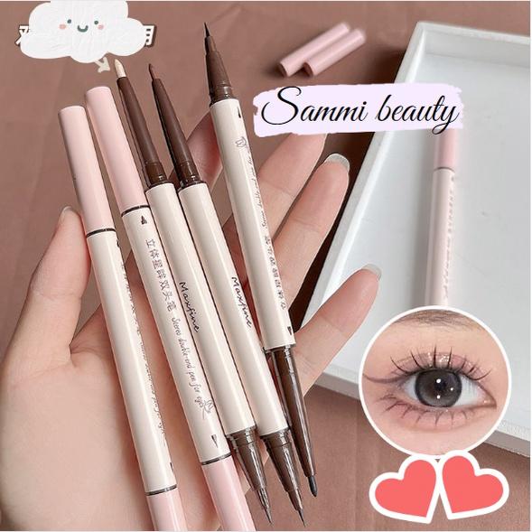 Bút kẻ mắt Maxfine bút kẻ mắt 2 đầu không trôi vẽ bọng mắt eyeliner đen nâu nhũ bạc D40 Sammi beauty