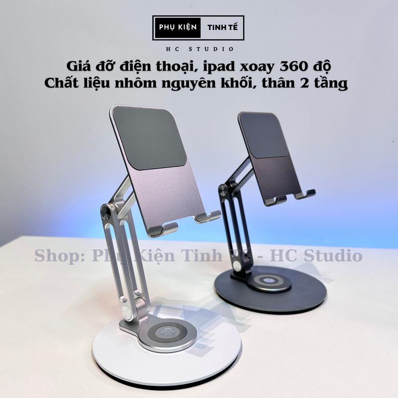 Chân đế tròn xoay 360 thân 2 tầng cho điện thoại, máy tính bảng Phụ Kiện Giá Đỡ Điện Thoại