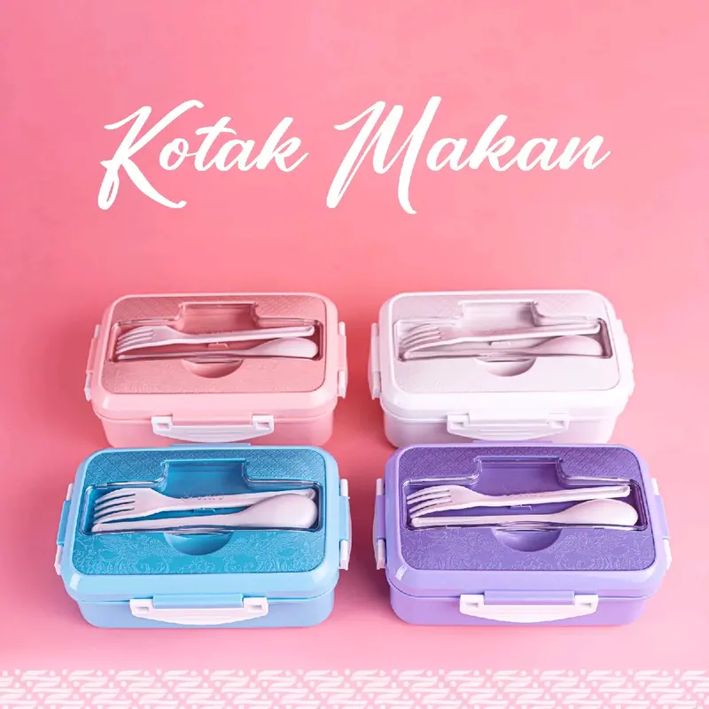 Kotak Makan Lunch Box / Kotak Bekal Anak / Kotak Makan + Sendok Garpu 0