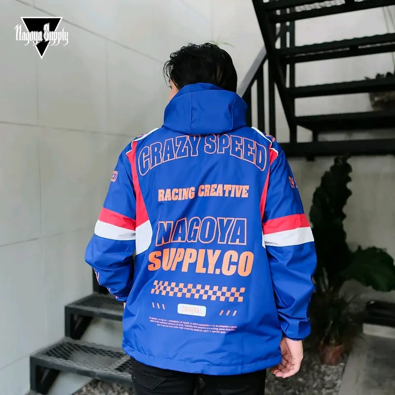 JAKET CAGOULE NAGOYA SUPPLY TERBARU JAKET PERASUT PRIA JAKET MOTOR JAKET OUTDOR Musim dingin Santai Hitam Putih Musim panas Casual Distro Keren Lembut Simple Panjang Nyaman 2