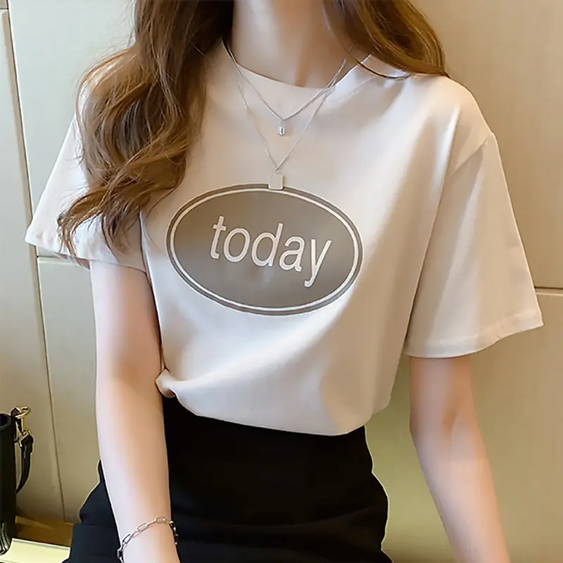 Áo thun nữ Táo'Store QC cao cấp, chất liệu cotton thoáng mát, cổ tròn, màu trắng/đen/hồng, size S/M/L/XL (nữ 40-65kg) - Voi áothunnu Women Top 0