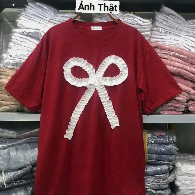 Sét bộ đồ quần ống rộng kẻ họa tiết CARO đỏ + kèm áo phông phom rộng tay lỡ chất cotton hình nơ rúm ĐỎ- tùng lâm 99 1