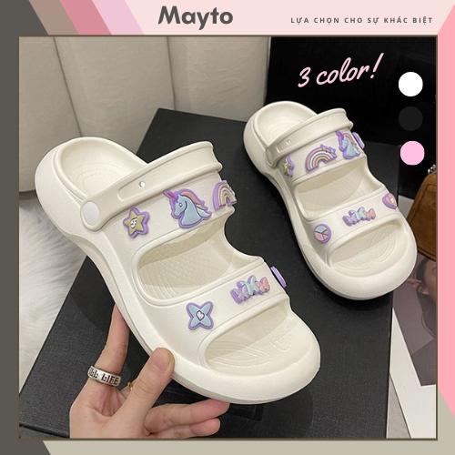 Mayto Dép sandal nữ có quai hậu TĂNG 1 SIZE đế cao 2,5cm kèm 14 Sticker có thể thay xốp EVA không thấm nước chống trơn trượt