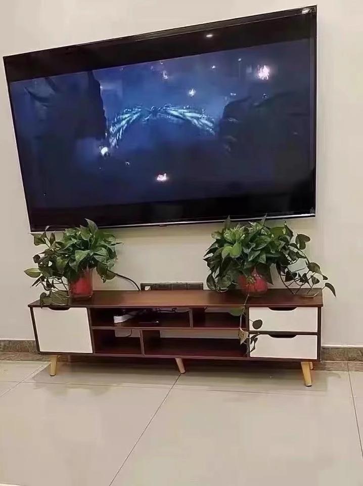 DF-3-Meja TV/Rak TV/Lemari TV/Minimalis/Aesthetic Modern Minimalis Gaya Nordic Kayu  Rak Elegan Hemat Ruang untuk Ruang Tamu Kamar Tidur Meja TV Sederhana Rak Film Cabinet TV UnitTV Cabinet Media Console dengan Laci dan Pintu Storage 【Garansi 5 Tahun】