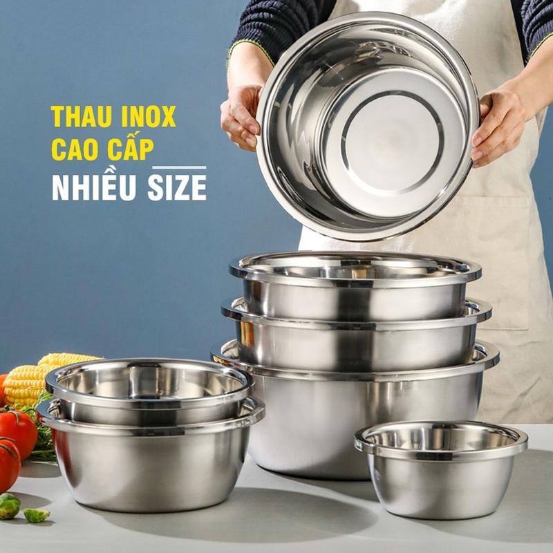  Thau chậu âu trộn bột inox sâu lòng cao cấp nhiều cỡ 