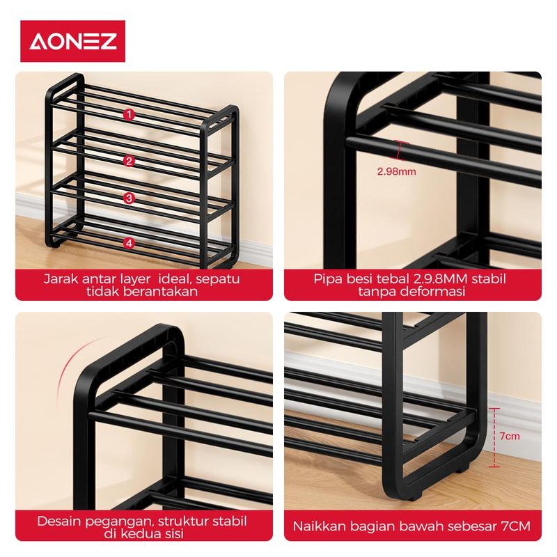 Product Introduction of 【COD】AONEZ INS Fashion Style Rak Sepatu 4 Susun Minimalis Besi Bertingkat Rak Susun Sepatu > 25 kg mendunia 10