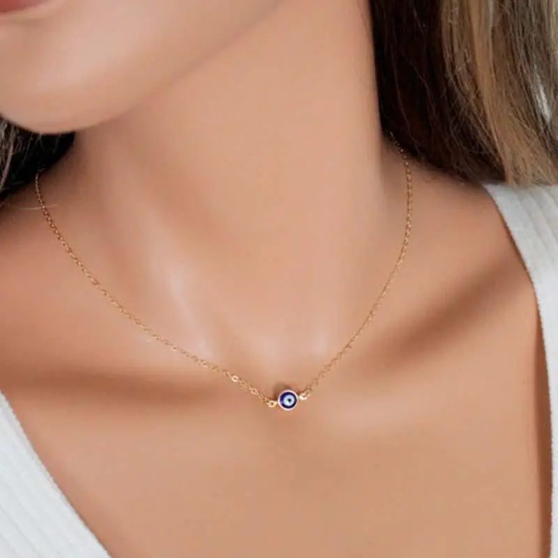 Fashion Necklace For Men Women Evil Eye Pendant Blue Magic Eye Simple Ladies Clavicle Chain