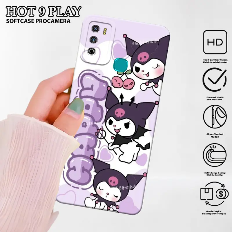 Case Hp Infinix Hot 9 Play Motif Kuromi - Silikon - Kesing - Case  - Softcase - Cover - Cover Hp 2