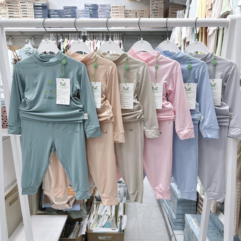 [ Baru ] Bộ quần áo Baru dài tay giữ nhiệt cổ 3cm cho bé trai bé gái , chất peptit mềm mại co dãn