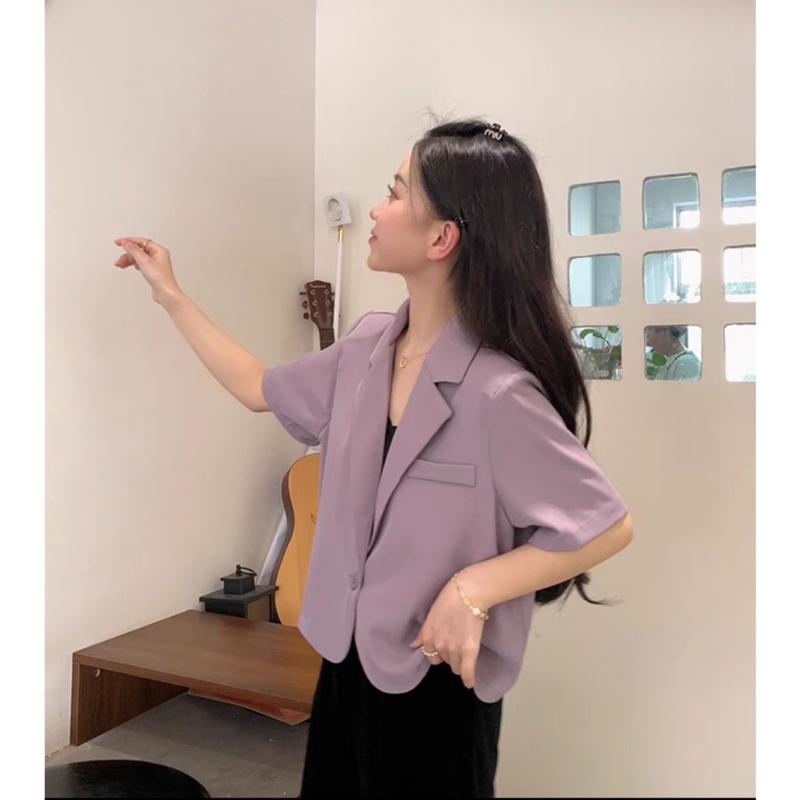 áo vest ngắn blaze chất liệu vải chéo hàn Nữ