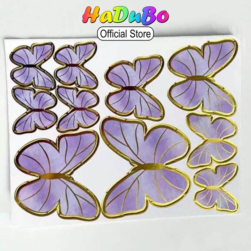 Vỉ 10 bướm trang trí bánh kem, bánh sinh nhật, phụ kiện trang trí bánh chúc mừng sinh nhật | D069 2