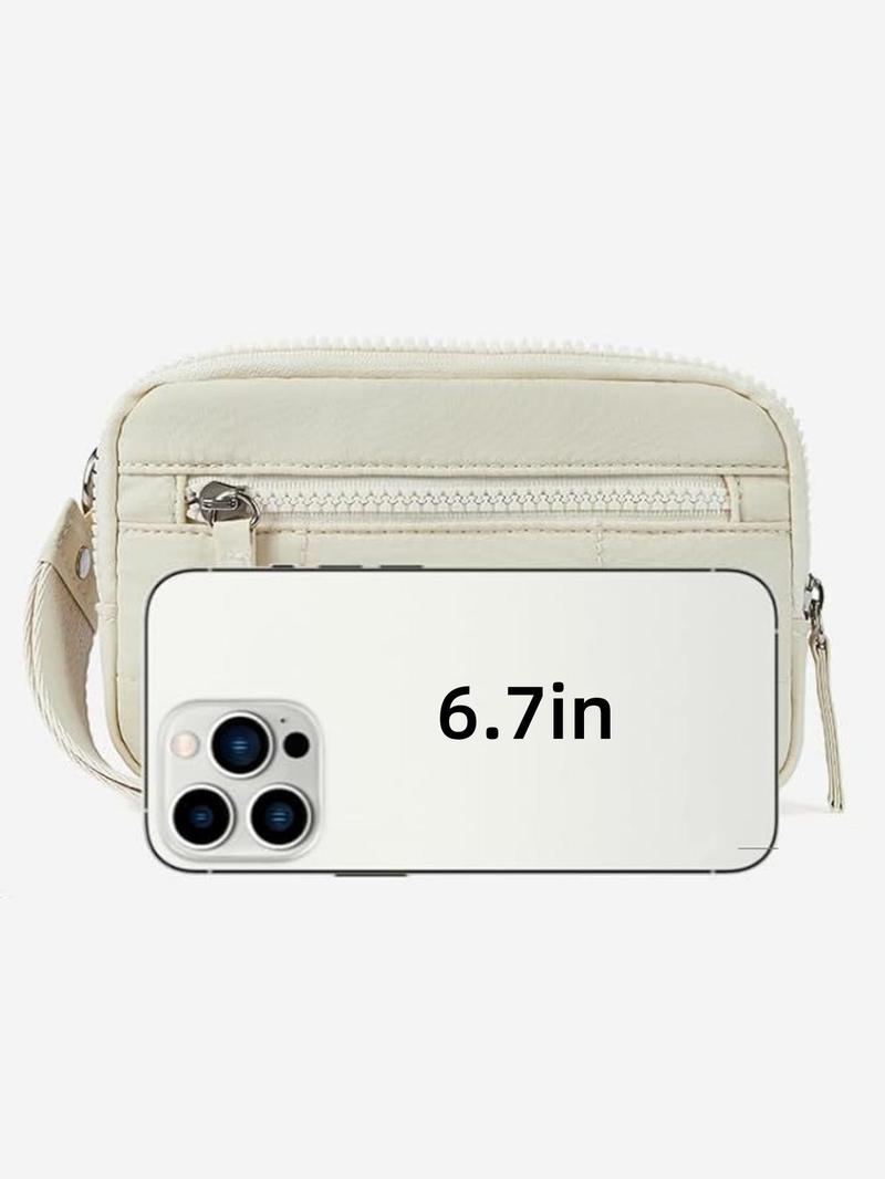 Product Introduction of Women's Solid Color Zipper Wristlet Bag, Fashionable Lightweight Waterproof Wristlet Bag, Casual Versatile Phone Wallet for Daily Used 2