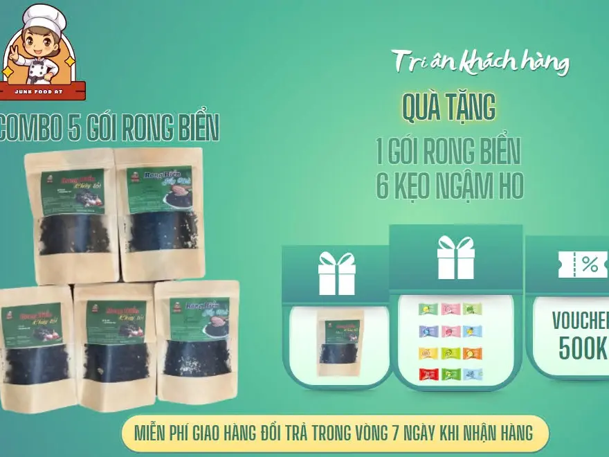 Combo Mua 5 Gói Rong Biển 50 Gram - Tặng 7 Món Quà