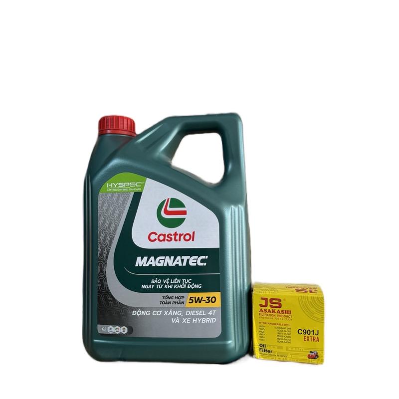 Combo nhớt Castrol và lọc accent tổng hợp ô tô