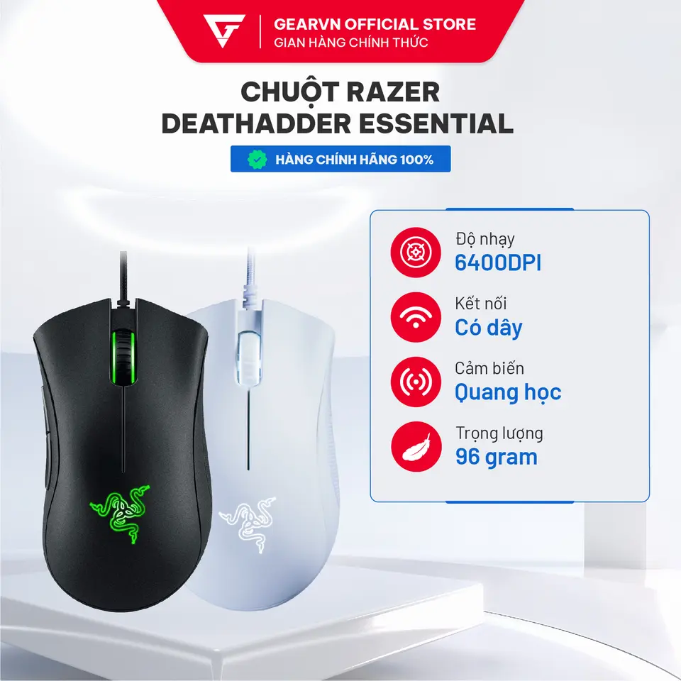 Chuột Gaming có dây Razer Deathadder Essential, Thiết kế chắc chắn, Có App tùy chỉnh, BH 24 tháng