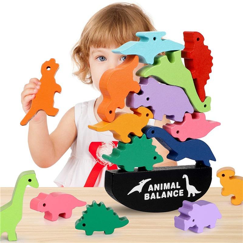 Children Montessori Wooden Animal Balance Blocks Board Games - TikTok ...