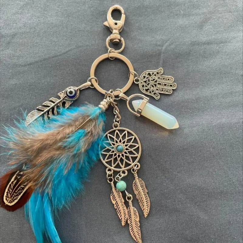 Dream Catcher Design Keychain, Bohemian Style Feather Decor Keychain, Bag Decor Tassel Keychain for Car, Home, Office, Car Accessories 5