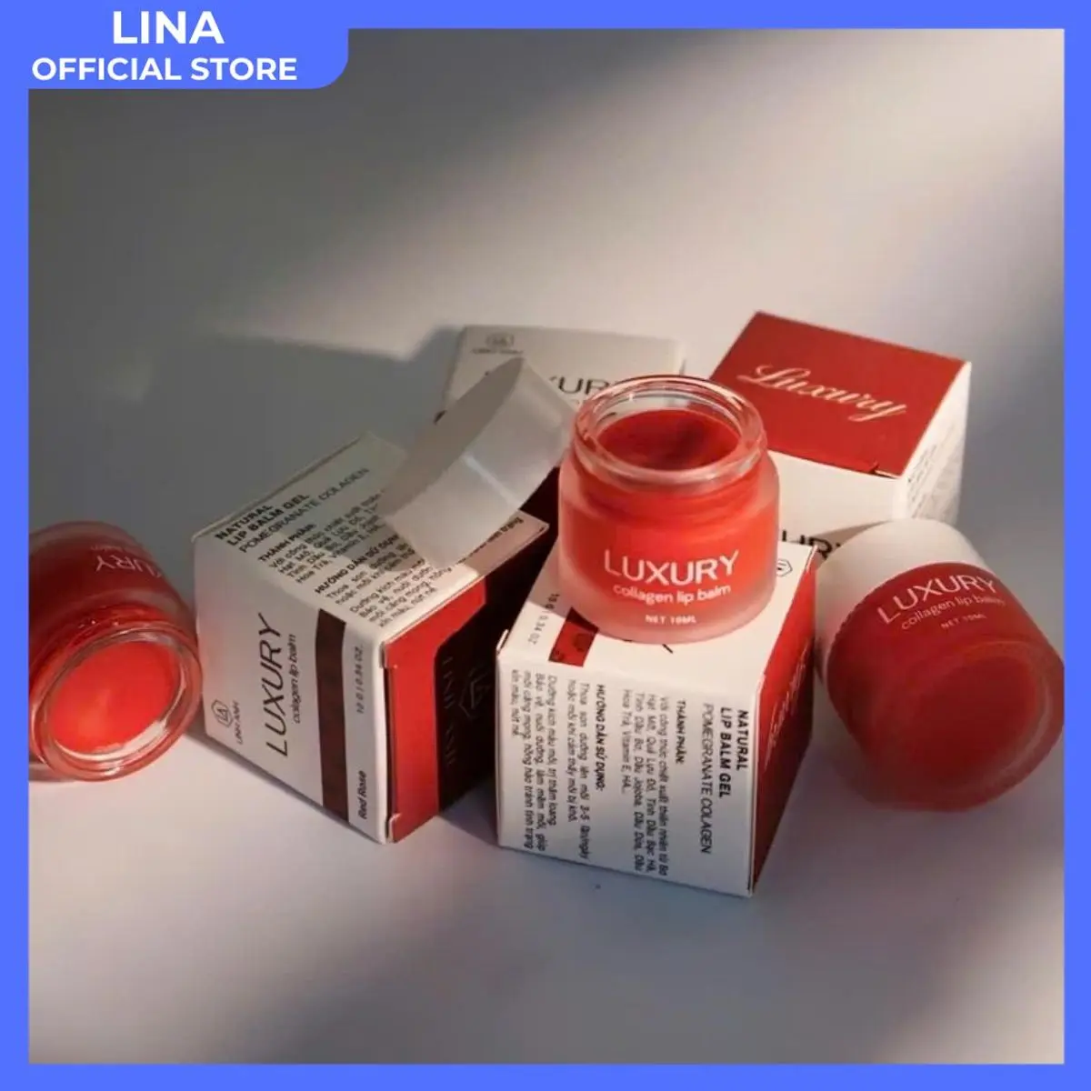 Dưỡng Hũ Lựu Đỏ Kích Màu Môi Luxury Collagen Lip Dưỡng Môi Kích Dưỡng Ẩm Màu Sau Phun Xăm Cho Nữ
