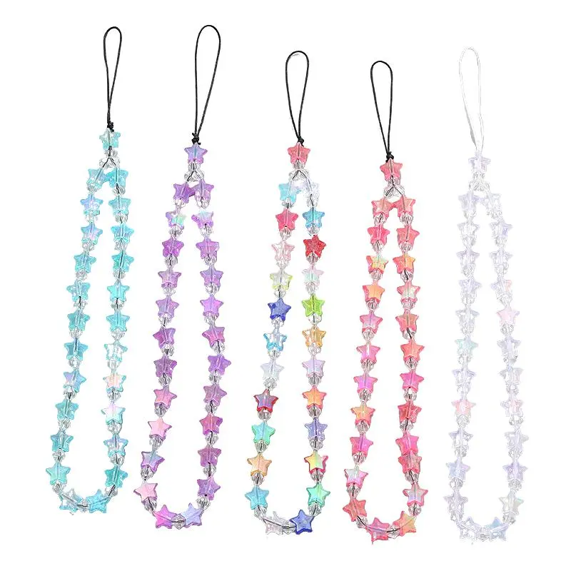 Cute Star Design Beaded Phone Chain, 1 Count Anti-lost Short Phone Lanyard, Decorative Phone Strap for Women & Girls, Fashion Phone Accessories, Phone Charm