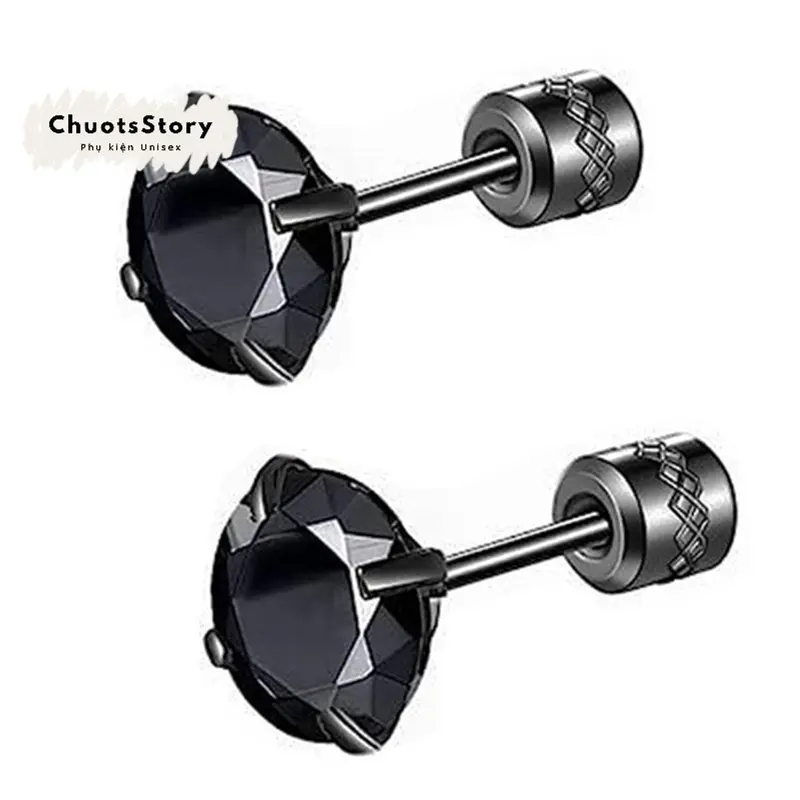 Khuyên tai titan nam không gỉ đá trơn đơn chốt xoắn , bông tai titan nam không gỉ unisex cá tính - KT125 - ChuotsStory khuyên  tai 6
