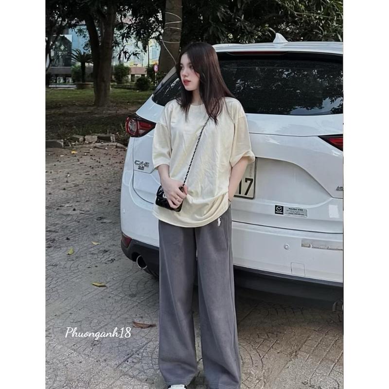 QUẦN NỈ 2 DA THÊU NGỰA - CÓ DÂY RÚT BO GẤU Women Nữ Pants 1