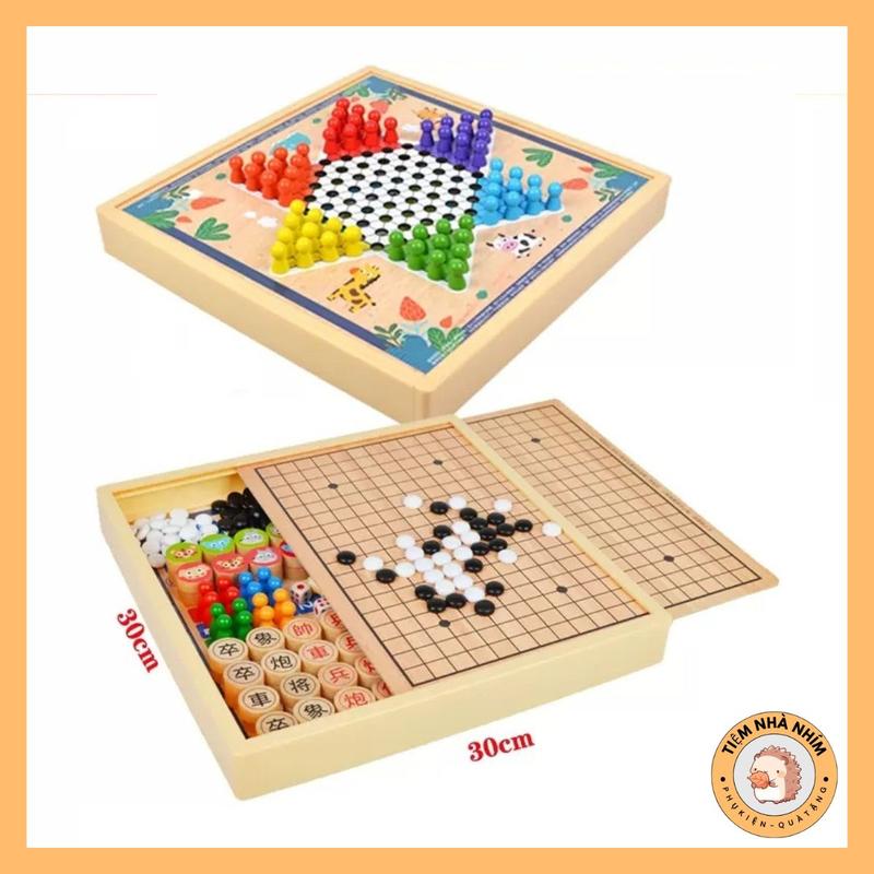 Bộ Cờ Vua bằng Gỗ - Bộ cờ 9 Trong 1 trò Boardgame đa dạng Cờ Tướng, Cờ Cá Ngựa, Cờ Cá Rô quà cho bé